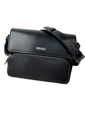 Versace Shoulder Bag Crossbody Black Leather